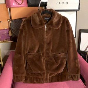 🐰🧸SOFT Brown faux fur oversized bomber/parka♥️